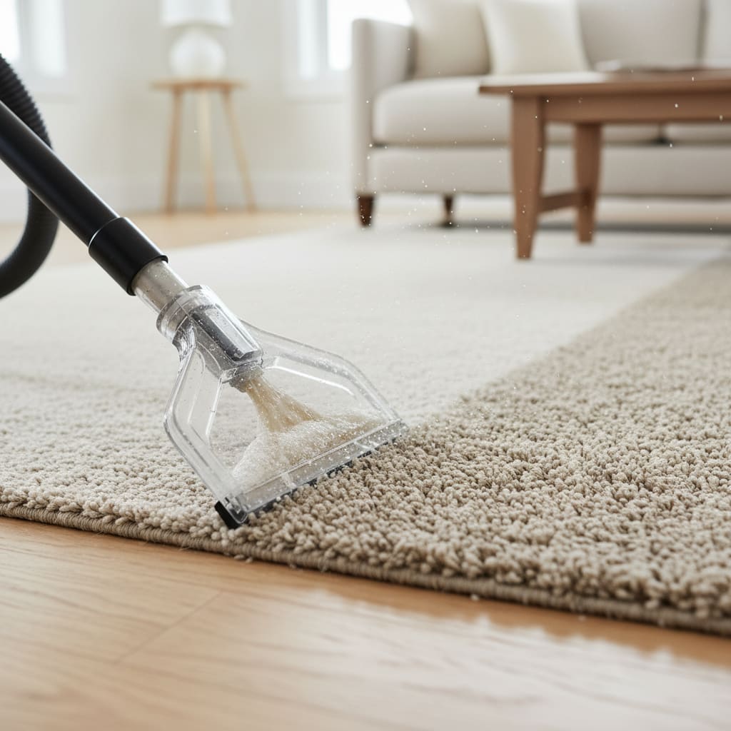 تنظيف عميق للسجاد باستخدام جهاز استخلاص احترافي