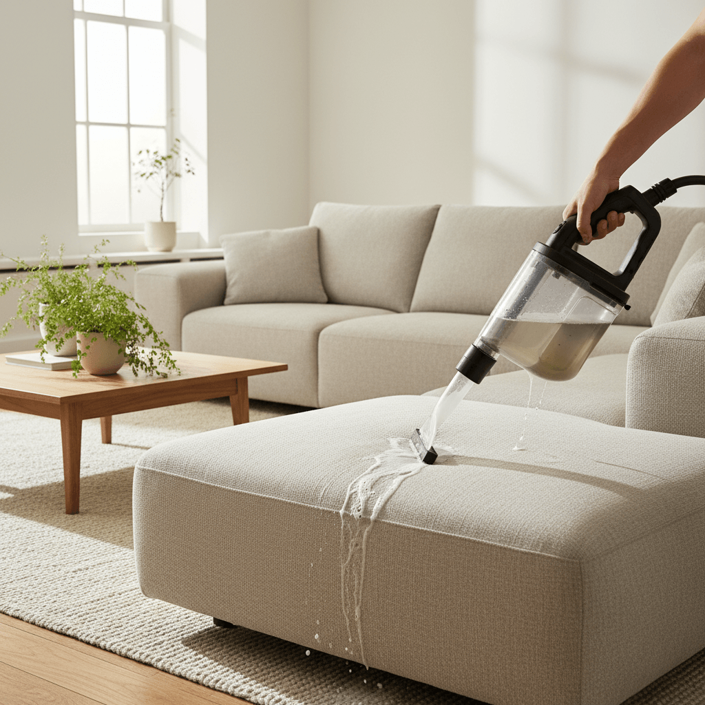 تنظيف الكنب والمفروشات بأداة استخلاص يدوية